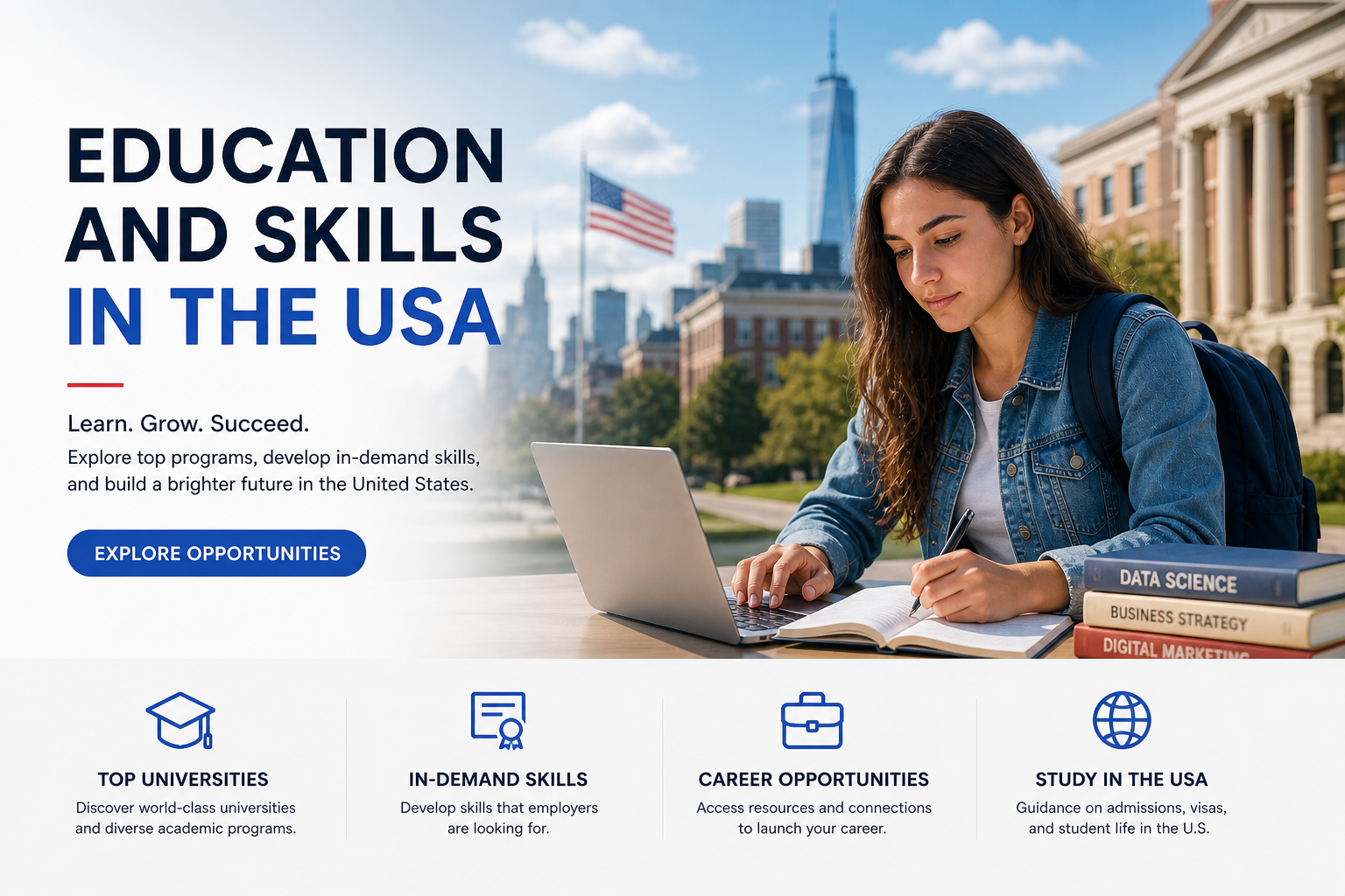 Education and skills in the United States — France-USA-Net.Com banner