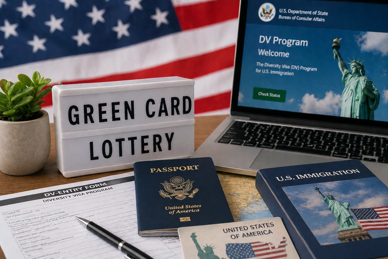 Illustration of the U.S. Green Card lottery