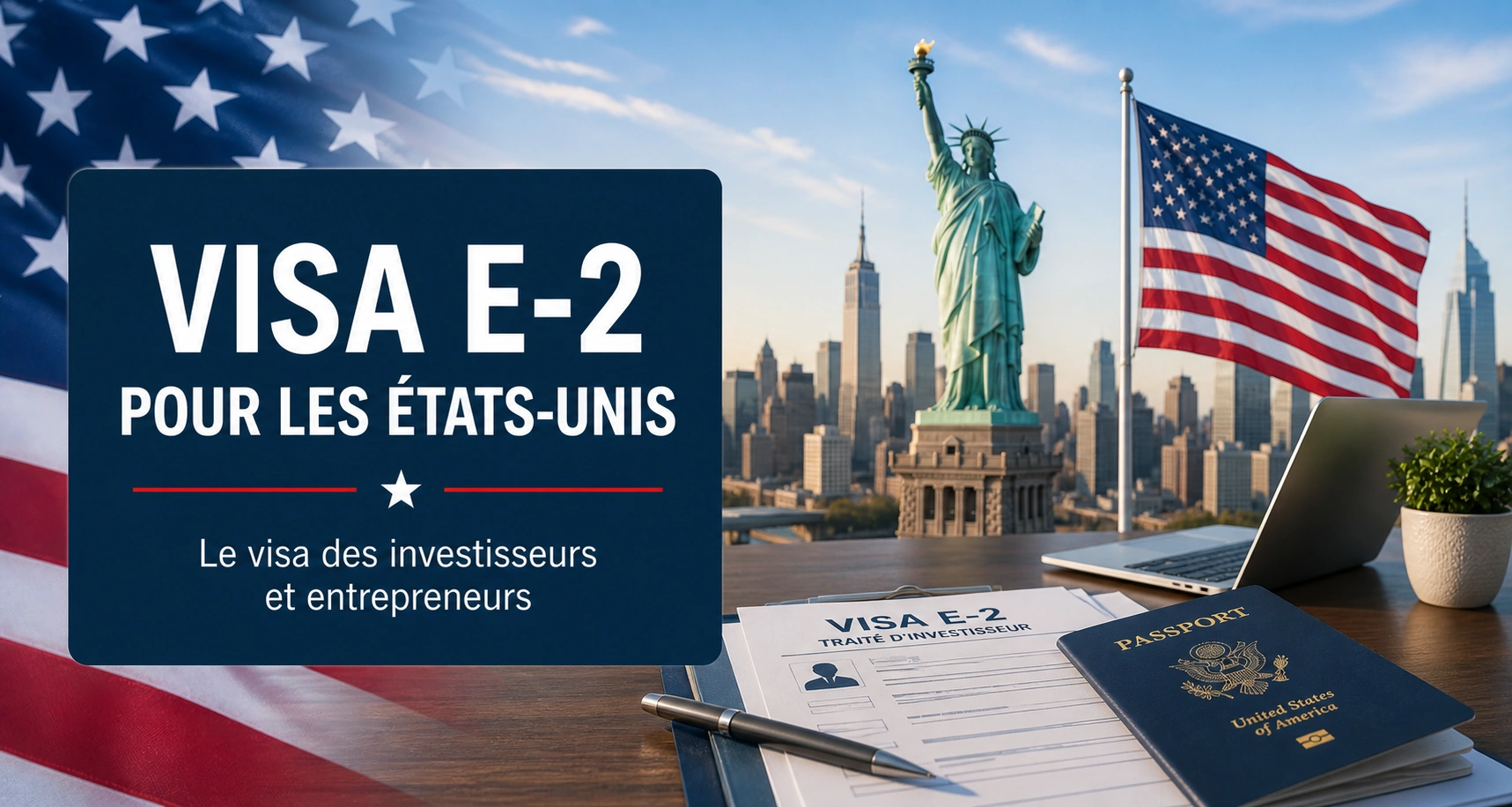 Visa E-2 investisseur aux États-Unis, illustration France-USA-Net.Com, version française